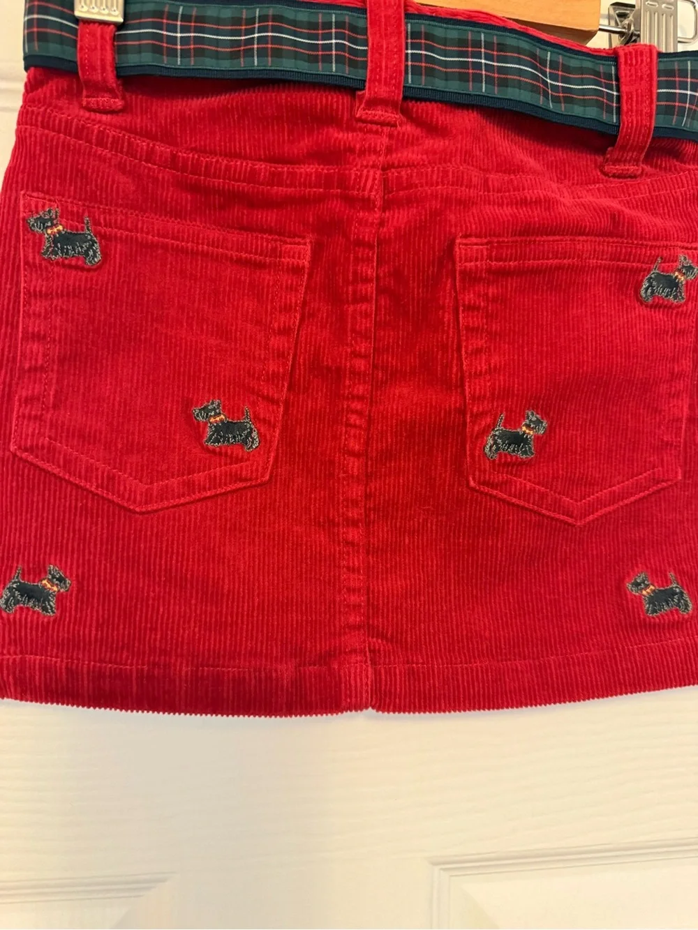 Ralph Lauren Girl’s Red Corduroy Mini Skirt with Embroidered Scotty Dogs 4T